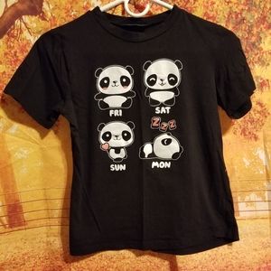 Girl's Today & Tomorrow Black Panda TShirt, Size XS